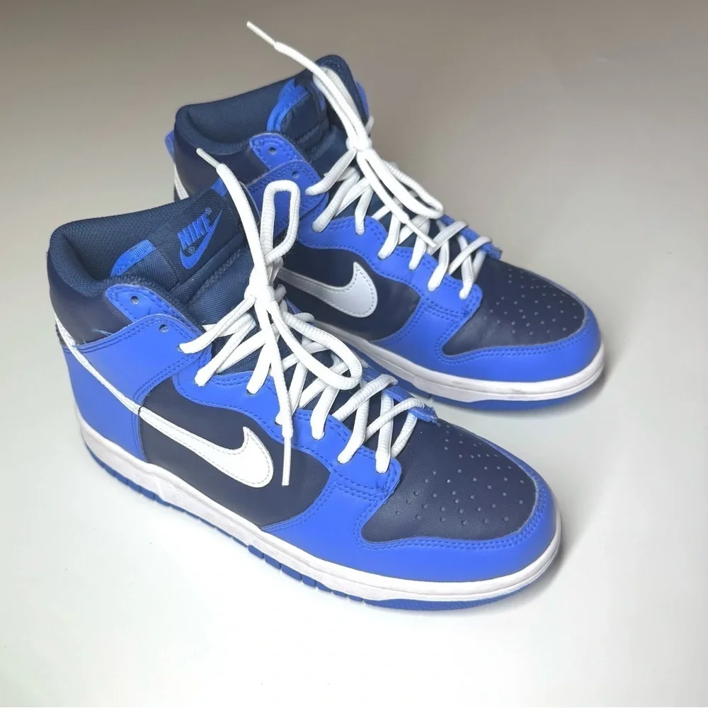 Nike Dunk Kids Obsidian Blue and White High-Top Sneakers Size- 6Y